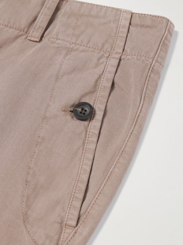 Straight-Leg Herringbone Cotton Trousers - CU Straight-Leg Herringbone Cotton Trousers - CU