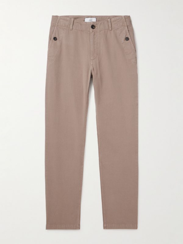 Straight-Leg Herringbone Cotton Trousers Straight-Leg Herringbone Cotton Trousers