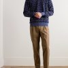 Tapered Pleated Garment-Dyed Cotton-Blend Twill Trousers - OU Tapered Pleated Garment-Dyed Cotton-Blend Twill Trousers - OU