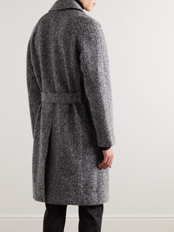 Belted Donegal Wool-Blend Bouclé Coat - BK