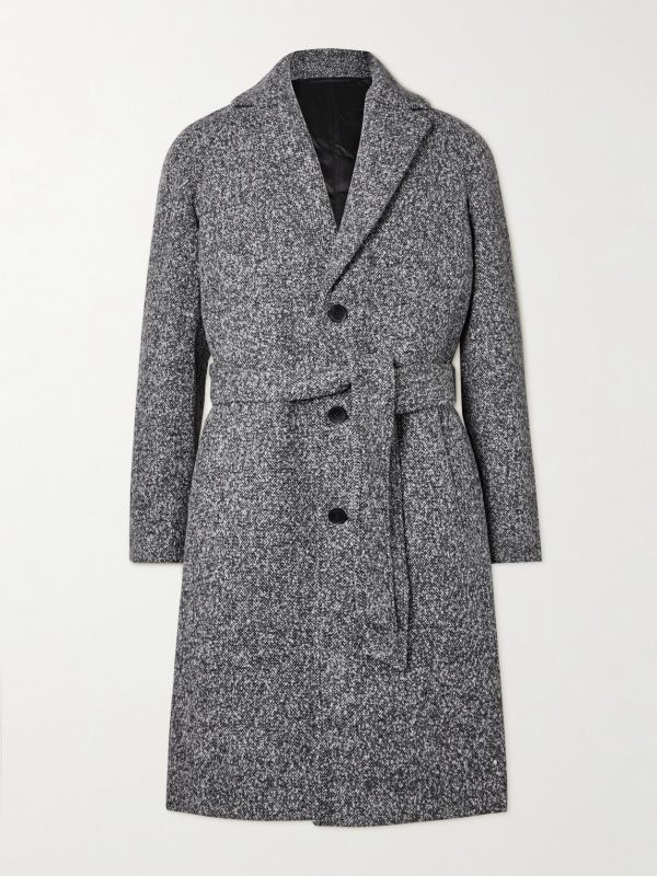 Belted Donegal Wool-Blend Bouclé Coat