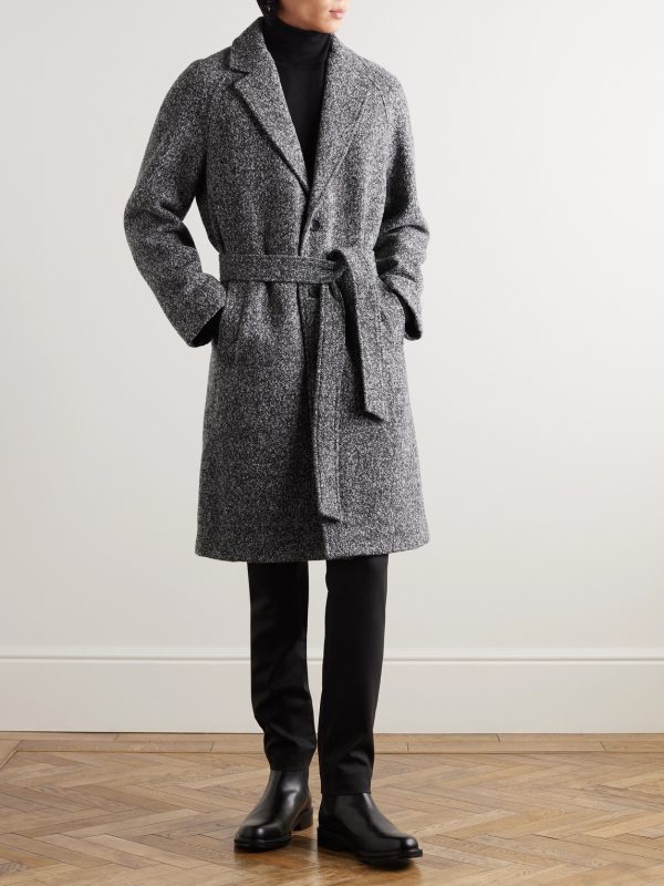 Belted Donegal Wool-Blend Bouclé Coat - OU