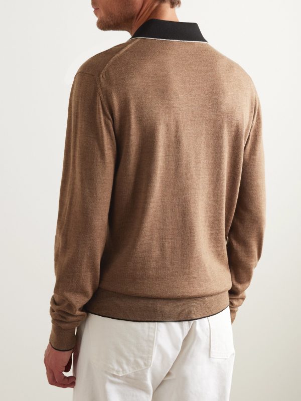 Colour-Block Merino Wool Polo Shirt - BK Colour-Block Merino Wool Polo Shirt - BK