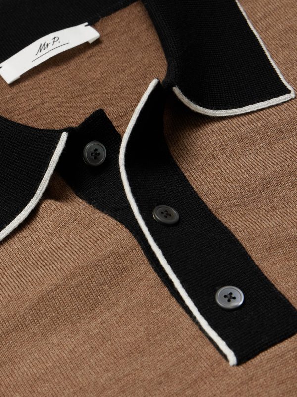 Colour-Block Merino Wool Polo Shirt - CU Colour-Block Merino Wool Polo Shirt - CU