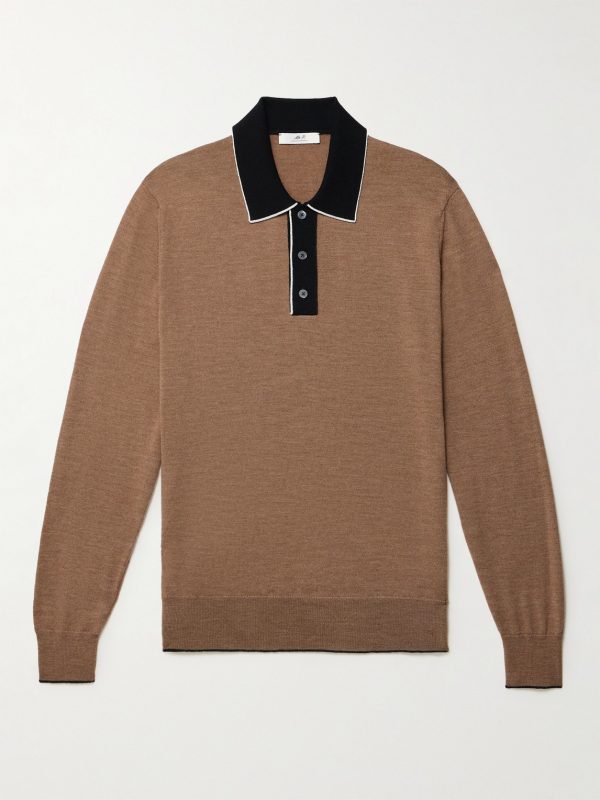 Colour-Block Merino Wool Polo Shirt Colour-Block Merino Wool Polo Shirt