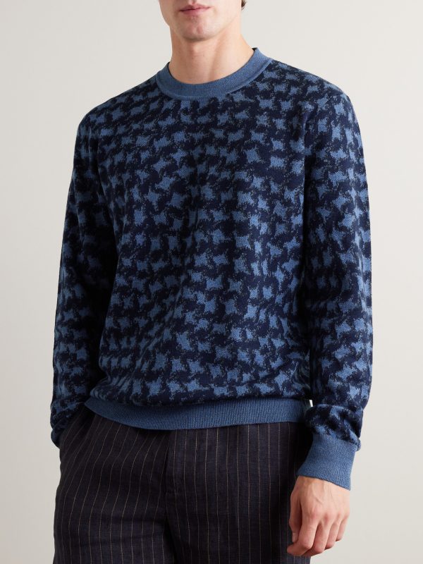 Houndstooth Jacquard-Knit Wool Sweater - FR Houndstooth Jacquard-Knit Wool Sweater - FR