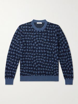 Houndstooth Jacquard-Knit Wool Sweater Houndstooth Jacquard-Knit Wool Sweater