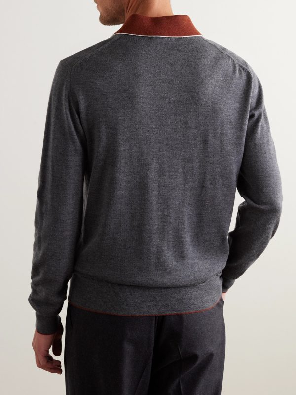 Colour-Block Merino Wool Polo Shirt - BK Colour-Block Merino Wool Polo Shirt - BK