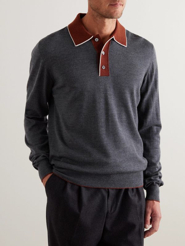 Colour-Block Merino Wool Polo Shirt - FR Colour-Block Merino Wool Polo Shirt - FR
