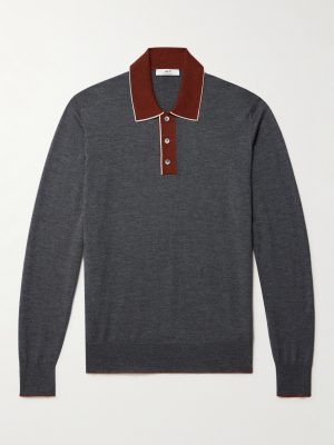 Colour-Block Merino Wool Polo Shirt Colour-Block Merino Wool Polo Shirt