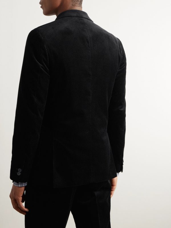 Double Breasted Cotton and Cashmere-Blend Corduroy Blazer - BK Double Breasted Cotton and Cashmere-Blend Corduroy Blazer - BK
