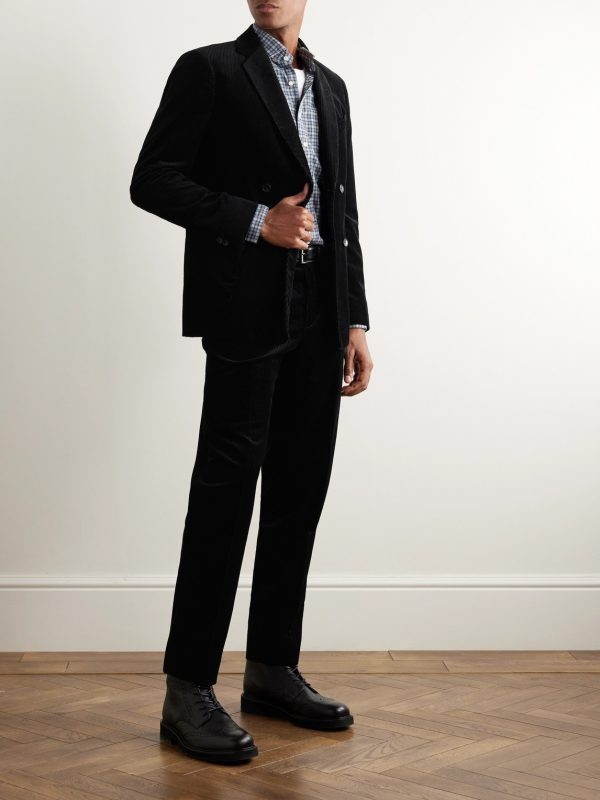 Double Breasted Cotton and Cashmere-Blend Corduroy Blazer - OU Double Breasted Cotton and Cashmere-Blend Corduroy Blazer - OU