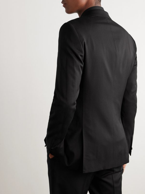 Double Breast Wool Tuxedo Jacket - BK
