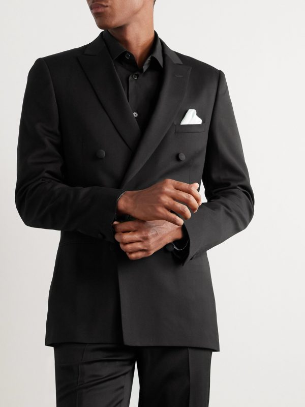 Double Breast Wool Tuxedo Jacket - FR