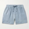 Vacation Straight-Leg Logo-Embroidered Cotton-Gauze Drawstring Shorts Vacation Straight-Leg Logo-Embroidered Cotton-Gauze Drawstring Shorts