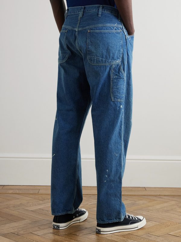 Paint-Splattered Straight-Leg Selvedge Jeans - BK Paint-Splattered Straight-Leg Selvedge Jeans - BK
