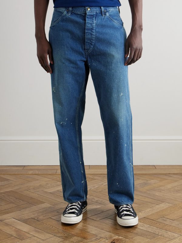 Paint-Splattered Straight-Leg Selvedge Jeans - FR Paint-Splattered Straight-Leg Selvedge Jeans - FR