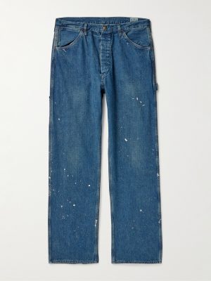 Paint-Splattered Straight-Leg Selvedge Jeans