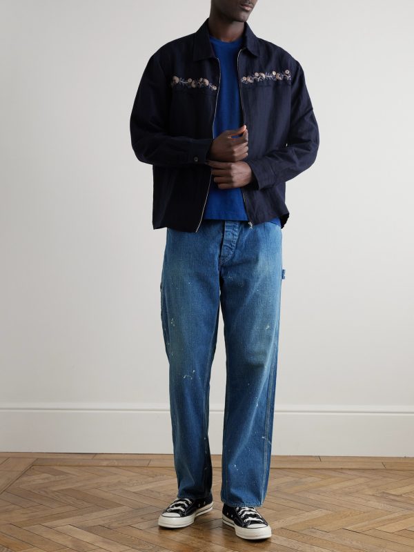 Paint-Splattered Straight-Leg Selvedge Jeans - OU Paint-Splattered Straight-Leg Selvedge Jeans - OU