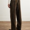 Straight-Leg Cotton-Corduroy Trousers - BK Straight-Leg Cotton-Corduroy Trousers - BK