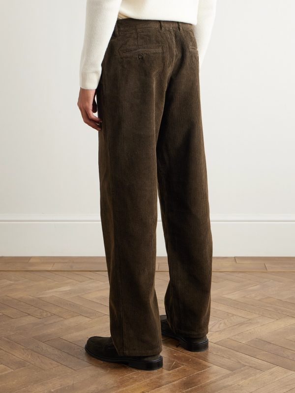 Straight-Leg Cotton-Corduroy Trousers - BK Straight-Leg Cotton-Corduroy Trousers - BK