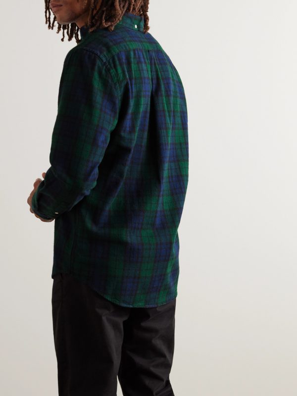 Bonfim Button-Down Collar Checked Cotton-Flannel Shirt - BK Bonfim Button-Down Collar Checked Cotton-Flannel Shirt - BK