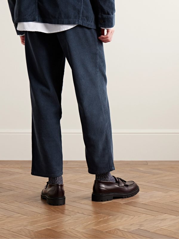 Straight-Leg Cotton-Corduroy Trousers - BK Straight-Leg Cotton-Corduroy Trousers - BK