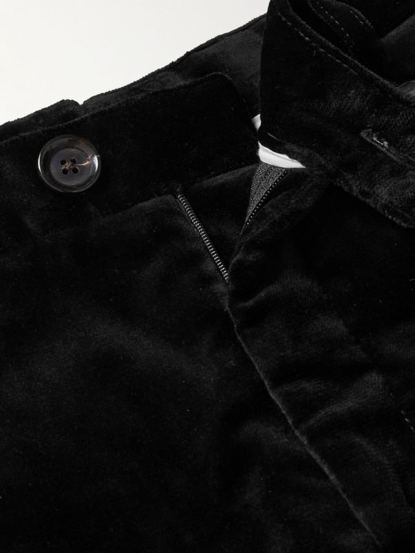 Fishtail Slim-Fit Cotton-Velvet Suit Trousers - E1 Fishtail Slim-Fit Cotton-Velvet Suit Trousers - E1