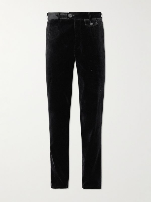 Fishtail Slim-Fit Cotton-Velvet Suit Trousers Fishtail Slim-Fit Cotton-Velvet Suit Trousers
