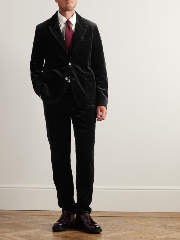 Fishtail Slim-Fit Cotton-Velvet Suit Trousers - OU Fishtail Slim-Fit Cotton-Velvet Suit Trousers - OU