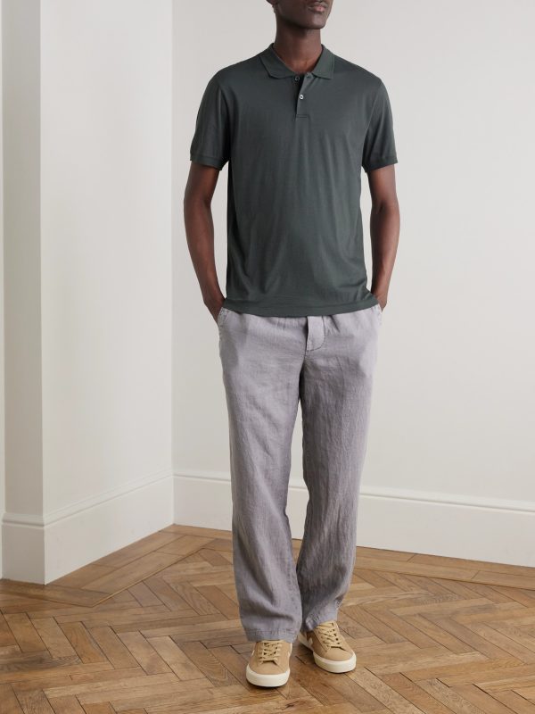Luxe Lotus Cotton-Jersey Polo Shirt - OU