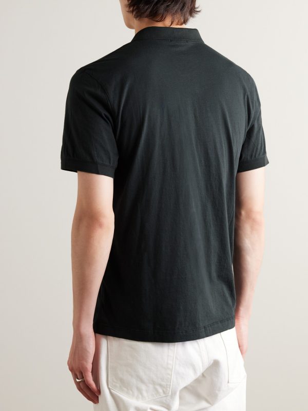 Luxe Lotus Cotton-Jersey Polo Shirt - BK