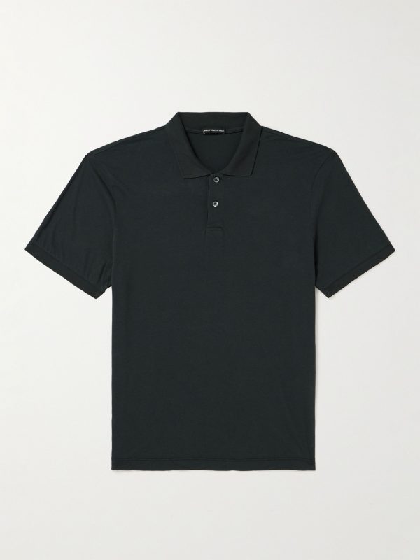Luxe Lotus Cotton-Jersey Polo Shirt