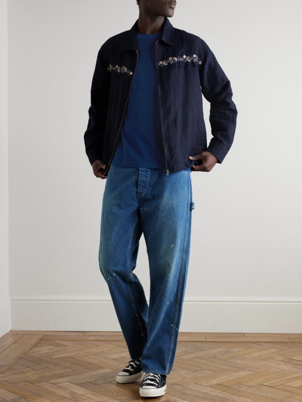 Indigo-Dyed Cotton-Jersey T-Shirt - OU Indigo-Dyed Cotton-Jersey T-Shirt - OU
