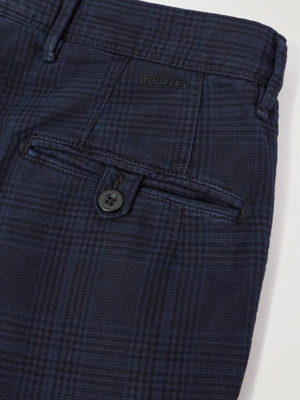 Straight-Leg Pleated Prince of Wales Checked Cotton-Blend Trousers - CU