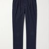 Straight-Leg Pleated Prince of Wales Checked Cotton-Blend Trousers