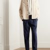 Straight-Leg Pleated Prince of Wales Checked Cotton-Blend Trousers - OU