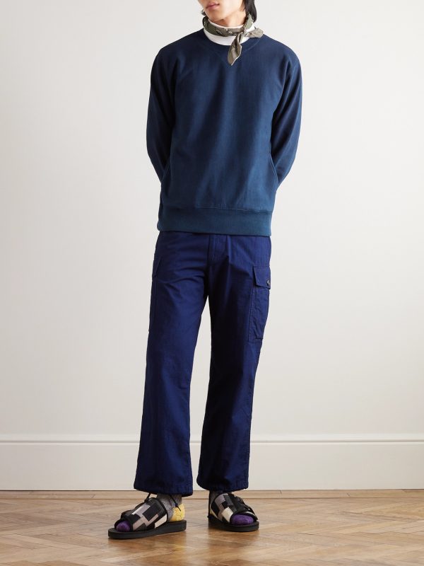 Indigo-Dyed Cotton-Jersey Sweatshirt - OU Indigo-Dyed Cotton-Jersey Sweatshirt - OU