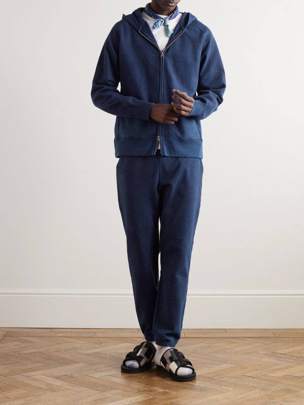 Tapered Indigo-Dyed Cotton-Jersey Sweatpants - OU Tapered Indigo-Dyed Cotton-Jersey Sweatpants - OU