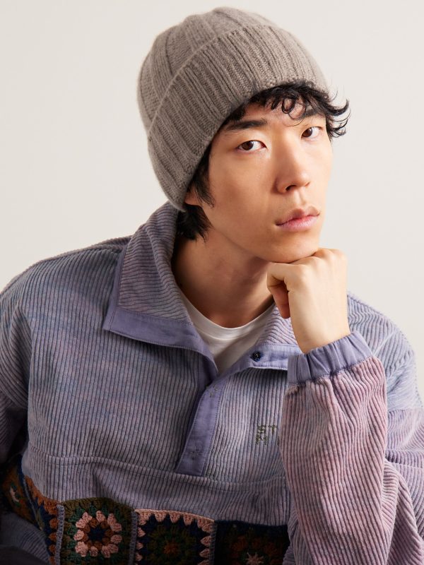 Ribbed Cashmere Beanie - OU Ribbed Cashmere Beanie - OU