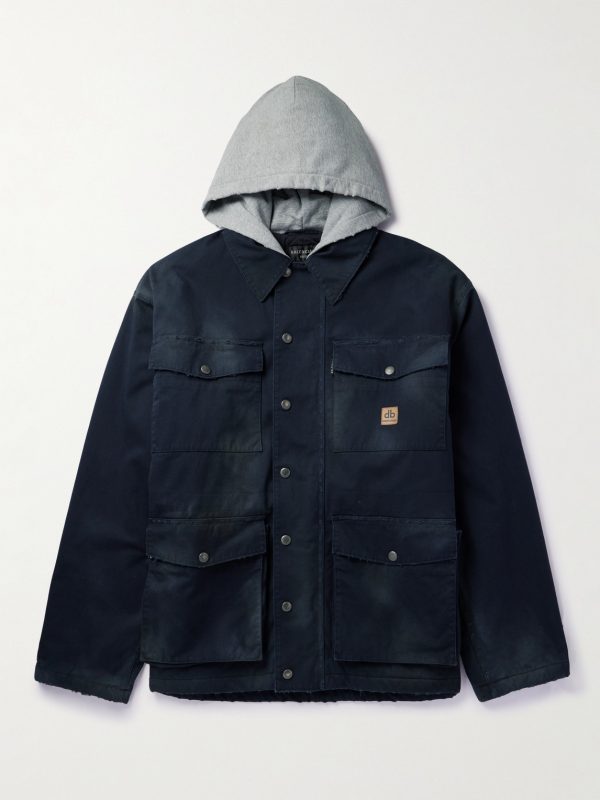 Oversized Jersey-Trimmed Distressed Organic Cotton-Blend Gabardine Parka Oversized Jersey-Trimmed Distressed Organic Cotton-Blend Gabardine Parka