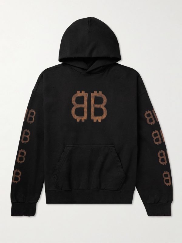 Crypto Logo-Print Bleached Cotton-Jersey Hoodie Crypto Logo-Print Bleached Cotton-Jersey Hoodie