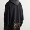 Oversized Distressed Printed Cotton-Jersey Hoodie - BK Oversized Distressed Printed Cotton-Jersey Hoodie - BK