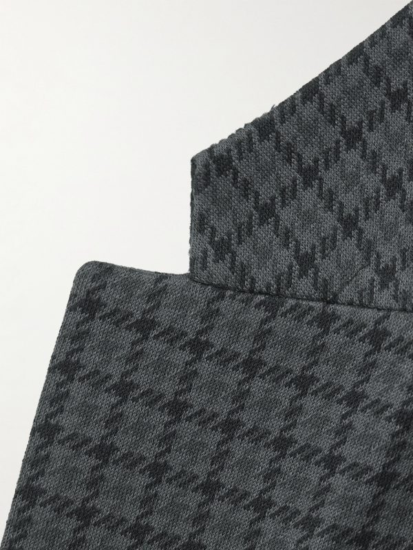 Oversized Houndstooth Knitted Blazer - E1 Oversized Houndstooth Knitted Blazer - E1