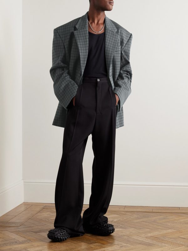 Oversized Houndstooth Knitted Blazer - OU Oversized Houndstooth Knitted Blazer - OU