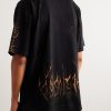 Upside Down Distressed Printed Cotton-Jersey T-Shirt - BK