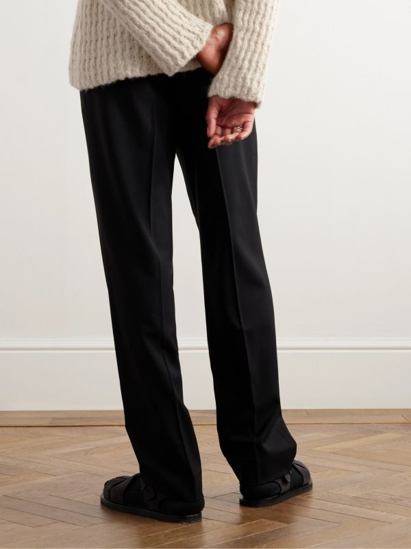 Elijah Straight-Leg Wool-Twill Trousers - BK Elijah Straight-Leg Wool-Twill Trousers - BK