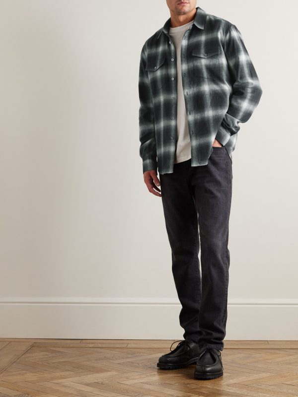 Checked Brushed Cotton-Flannel Shirt - OU Checked Brushed Cotton-Flannel Shirt - OU