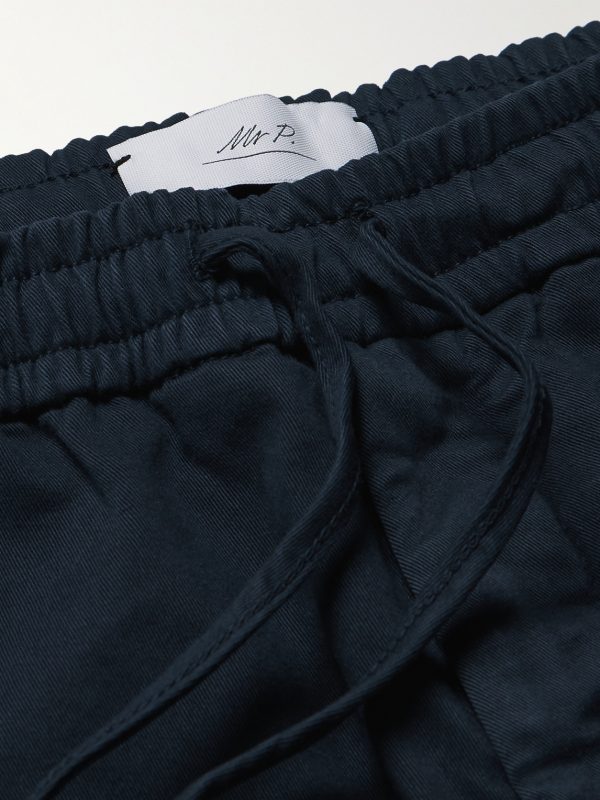Straight-Leg Cotton-Blend Twill Drawstring Trousers - E1 Straight-Leg Cotton-Blend Twill Drawstring Trousers - E1