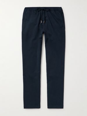 Straight-Leg Cotton-Blend Twill Drawstring Trousers